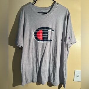 Men’s Champion Grey Large Classic Logo Front Short Sleeve Size 2XL